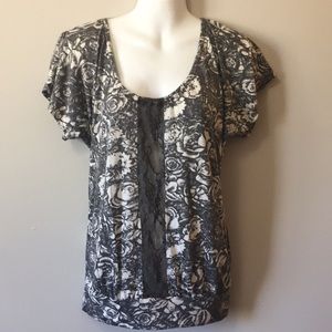 Vanity Floral Lace Tie Neck Top